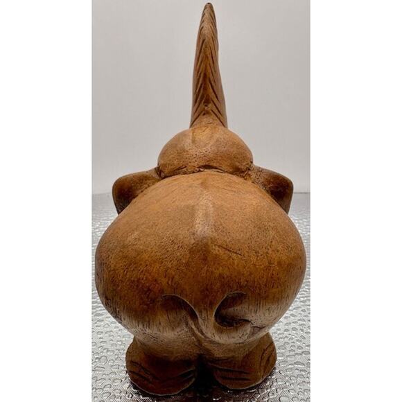 Wooden Elephant "Lucky Trunk Up Style" - Hand Carved 4" x 5" - Picture 3 of 10